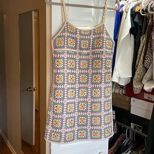 Zara Crochet 70s Vibe Casual Mini Dress - Small
